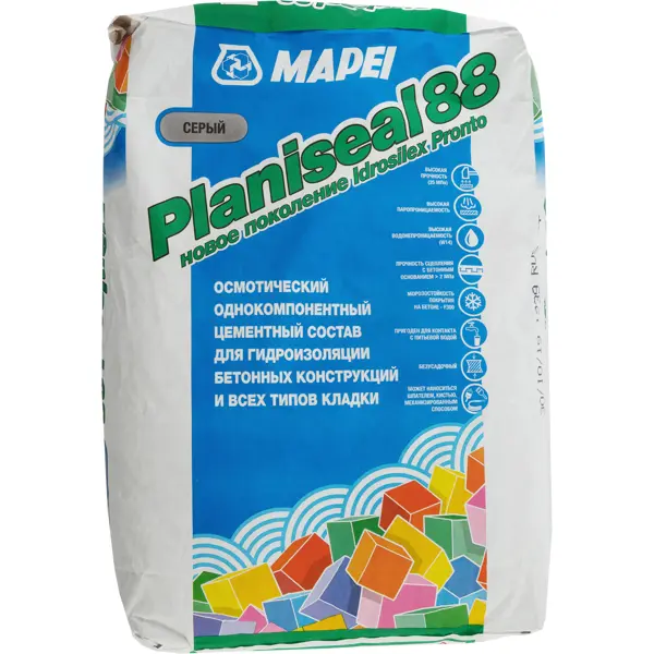 Сухая смесь для гидроизоляции Mapei Planiseal 88 25 кг сухая смесь для гидроизоляции glims водоstop 5 кг