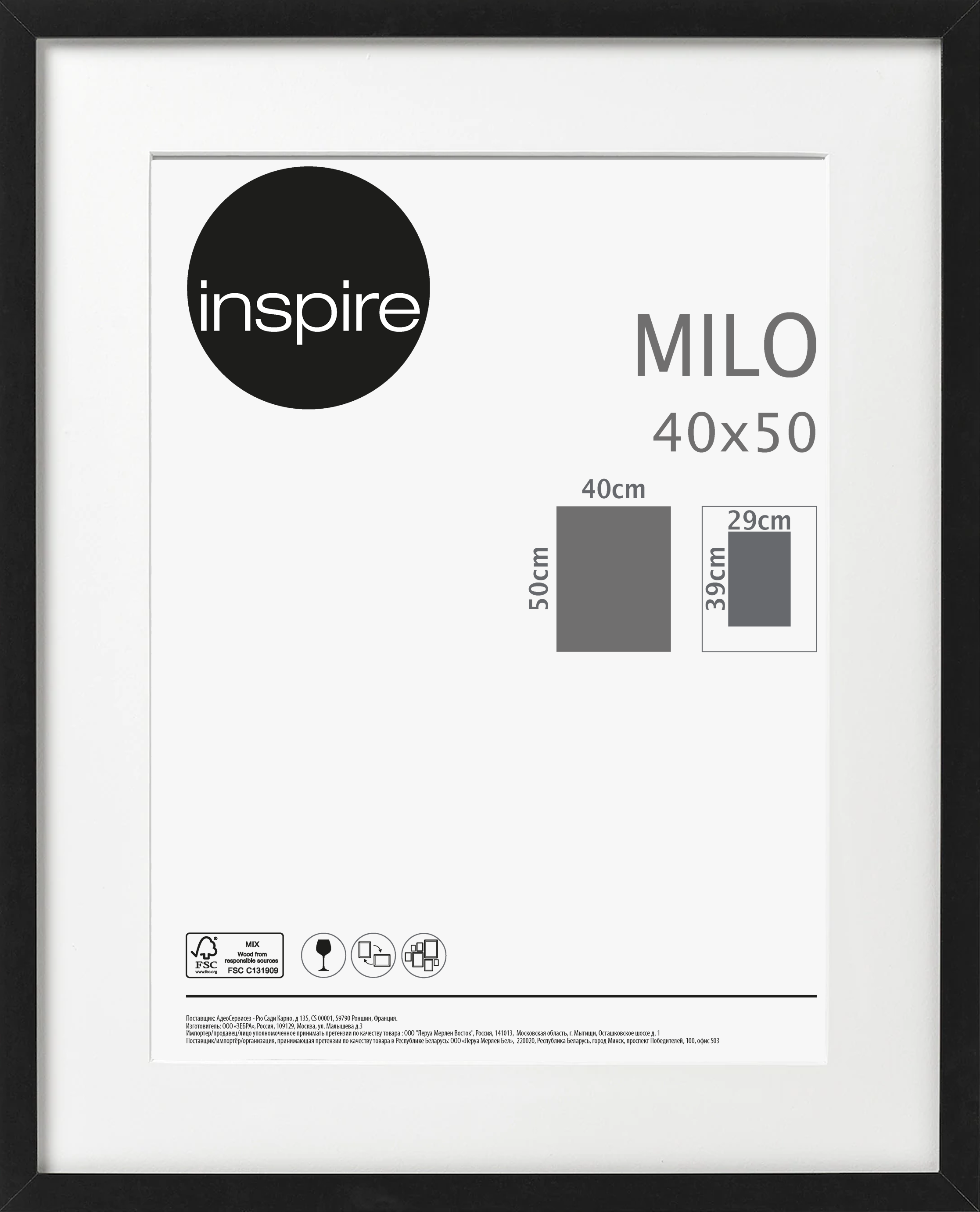 Рамка Inspire Milo 40x50 см цвет чёрный ✳️ купить по цене 596 ₽/шт. в  Иваново с доставкой в интернет-магазине Леруа Мерлен