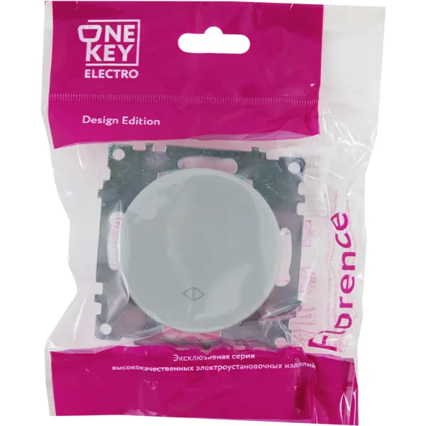 фото Выключатель перекрёстный встраиваемый onekey florence 1 клавиша, цвет серый onekeyelectro