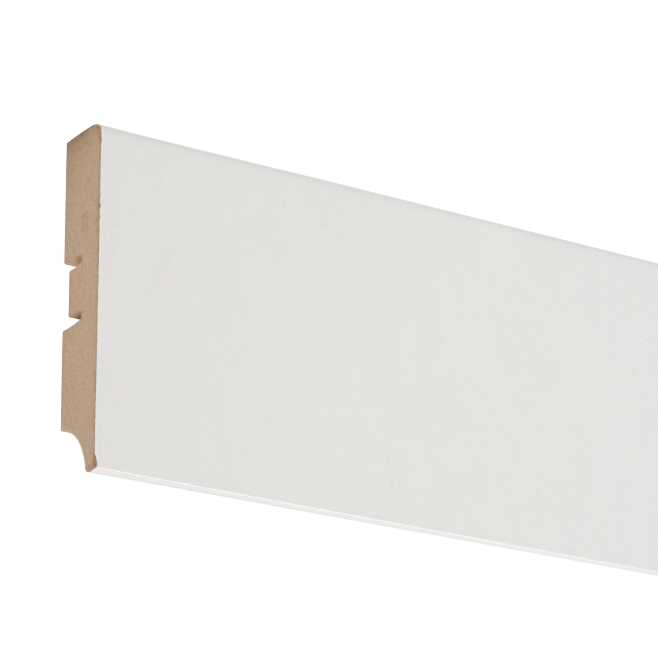 напольный МДФ 8 см 2.4 м цвет белый  –  по низкой .