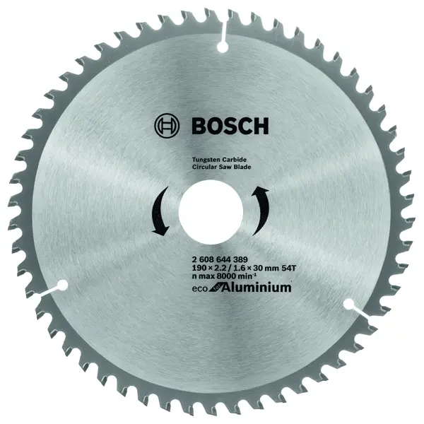 фото Диск пильный по цветному металлу bosch eco for aluminium 2608644389 54т 190x30x1.6 мм