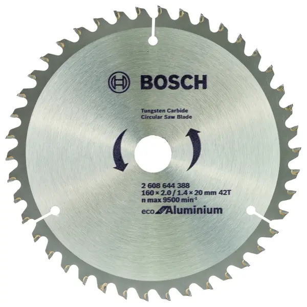 фото Диск пильный по цветному металлу bosch eco for aluminium 2608644388 42т 160x20x2 мм, кольцо 16 мм