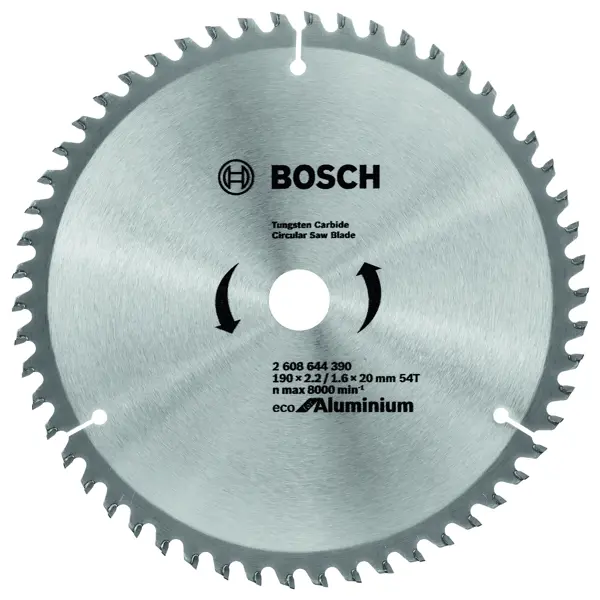 фото Диск пильный по цветному металлу bosch eco alu/multi 2608644390 54т 190x20x1.6 мм, кольцо 16 мм