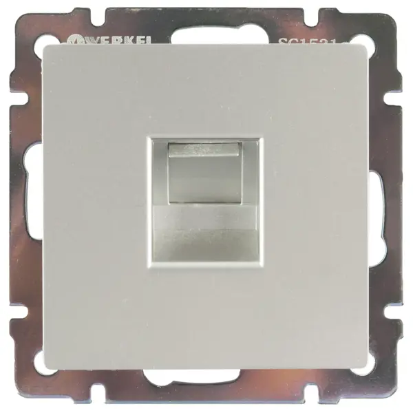 Розетка компьютерная встраиваемая Werkel RJ45, цвет серебряный тв розетка оконечная встраиваемая werkel звезда серебро