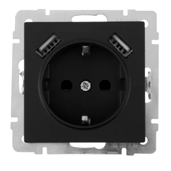 Розетка встраиваемая Werkel с заземлением со шторками 2 разъема USB цвет чёрный акустическая розетка werkel