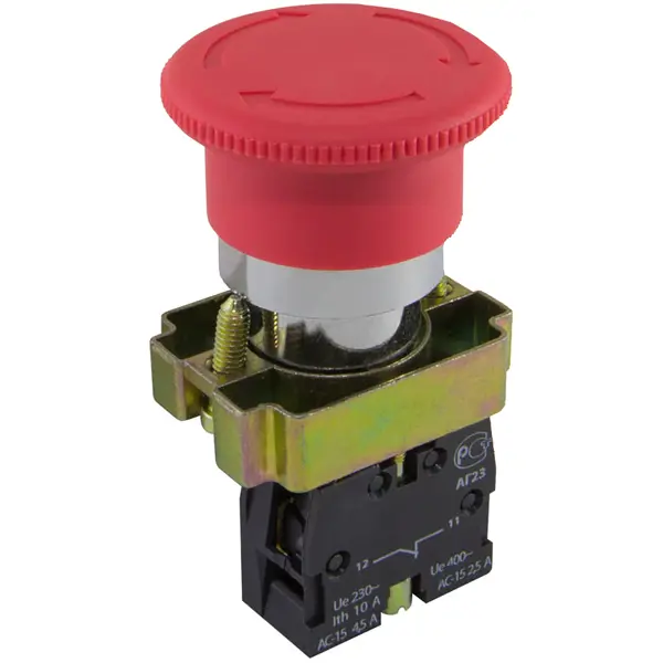 Кнопка управления Duwi BS542 аварийная с фиксацией выключатель кнопка на электропровод rexant