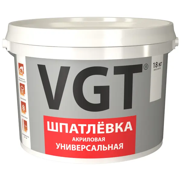 Шпатлевка универсальная VGT Retail полимерная 18 кг защитное покрытие от грибка и плесени cemmix