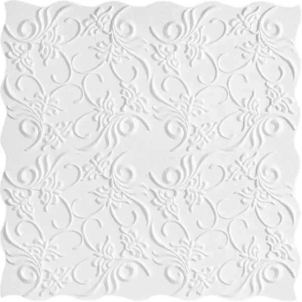 фото Плитка потолочная бесшовная полистирол белая формат нарцисс 50 x 50 см 2 м² format
