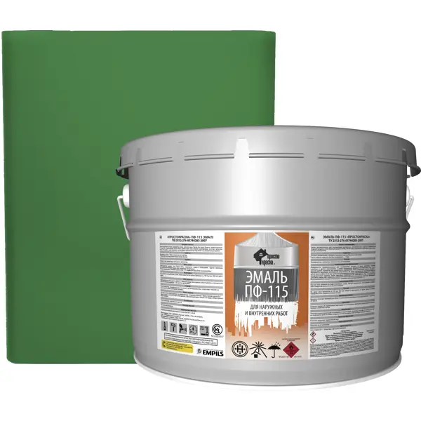 Эмаль Простокраска ПФ-115 полуматовая цвет зеленый 10 кг эмаль пф 115 простокраска полуматовая красный 0 8 кг
