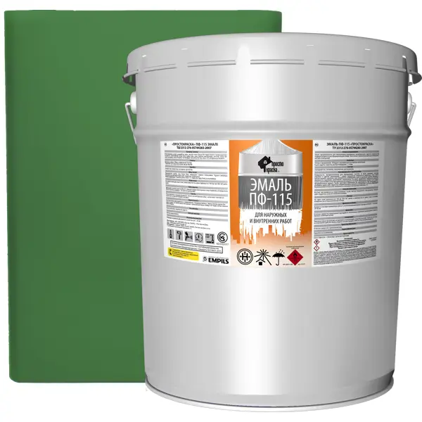 Эмаль Простокраска ПФ-115 полуматовая цвет зеленый 20 кг онлайн касса атол 1ф с фн 15 мес