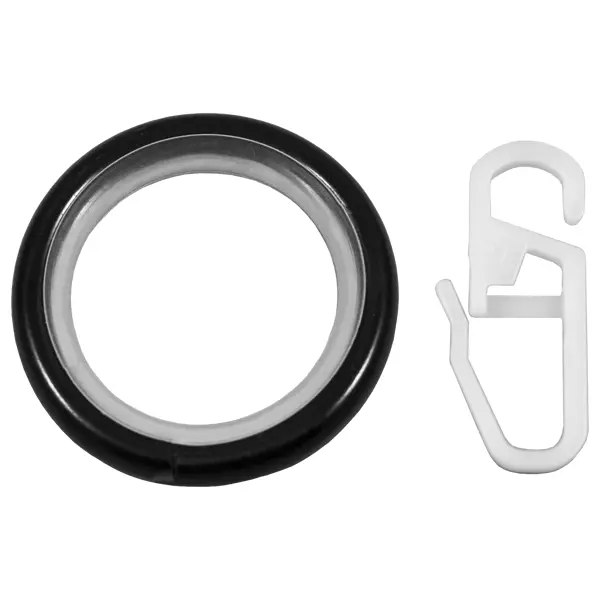 Кольцо с крючком металл цвет чёрный, 2 см, 10 шт. ключница на молнии длина 13 см металлическое кольцо чёрный