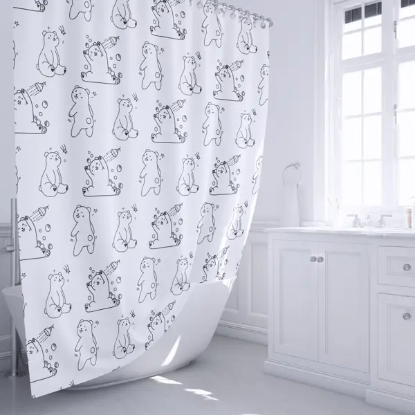 Штора для ванной Fixsen Teddy Wash 180x200 см полиэстер цвет белый