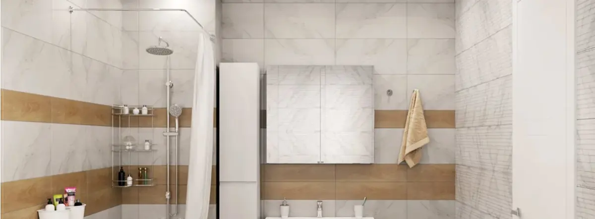 Дизайн ванной комнаты с душевой: душевая кабина без дверей