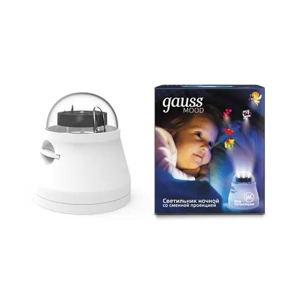 Ночник светодиодный Gauss со сменной проекцией, с выключателем настольный светодиодный детский ночник gauss