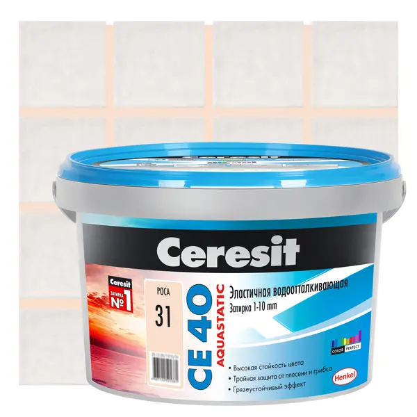 фото Затирка цементная ceresit ce 40 водоотталкивающая цвет роса 2 кг