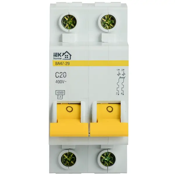 Автоматический выключатель IEK ВА47-29 1P N C20 А 4.5 кА выключатель автоматический iek ва47 29 1п 63 а 4 5 ка характеристика с mva20 1 063 c 374253