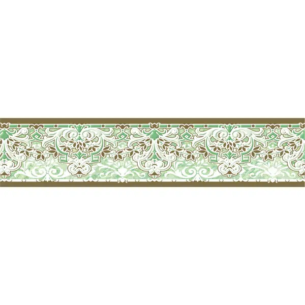 Бордюр бумажный «Симфония» Б-019 0.08x14 м, вензель, цвет бежевый/зелёный наполнитель бумажный кремовый 1000 г