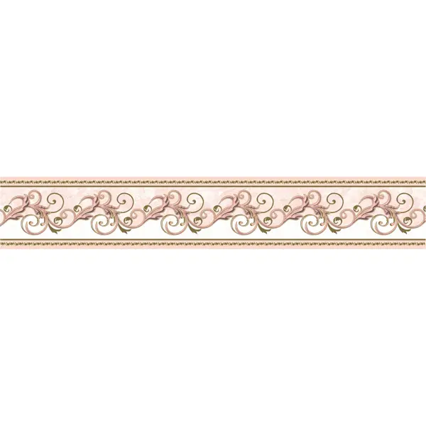 фото Бордюр бумажный «симфония» б-024 0.06x14 м, вензель, цвет розовый