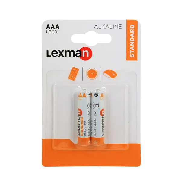 Батарейка Lexman Standard AAA (LR03) алкалиновая 2 шт. батарейка алкалиновая lexman 6lr61 1 шт