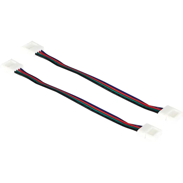 Коннекторы для RGB светодиодной ленты 5050 12-24 В 10 мм IP20 2 клипсы с проводами, контакты по центру коннектор светодиодной ленты 10 мм 12 24 в ip65 rgb5050