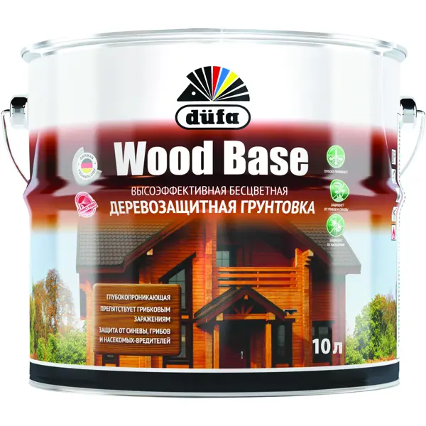 фото Грунтовка деревозащитная dufa wood base бесцветная 10 л