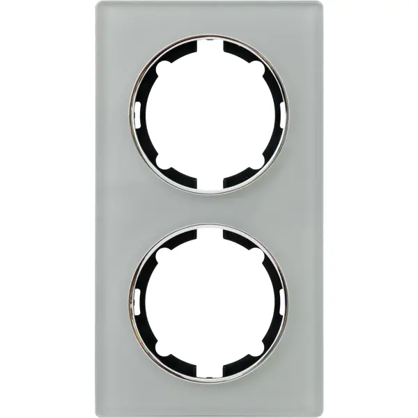 Рамка для розеток и выключателей Onekey Florence 2 поста вертикальная стекло цвет серый двойная рамка onekeyelectro