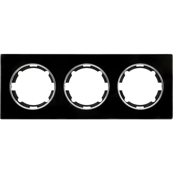 Рамка для розеток и выключателей Onekey Florence 3 поста стекло цвет черный полка стеклянная fixsen trend черный fx 97803