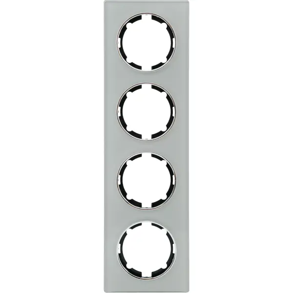 Рамка для розеток и выключателей Onekey Florence 4 поста стекло цвет серый тарелка стеклянная подстановочная фейерверк d 32 см серый