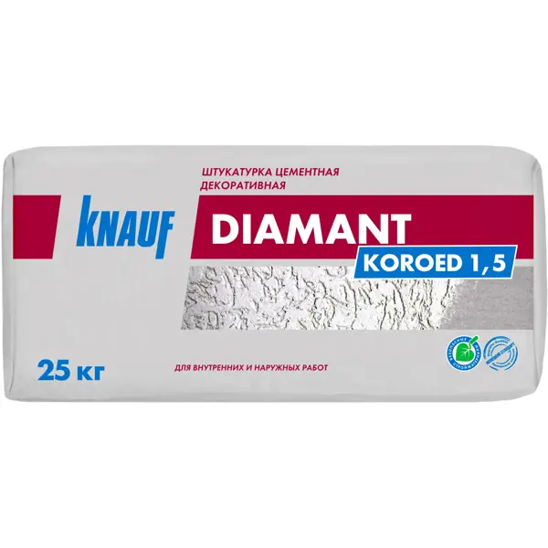 Штукатурка декоративная Knauf Диамант короед 1.5 мм 25 кг штукатурка декоративная knauf диамант шуба 1 5 мм 25 кг