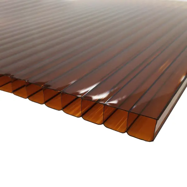 Поликарбонат сотовый 10 мм 2.1x3 м коричневый лист ондулин смарт diy 760x1950 мм коричневый