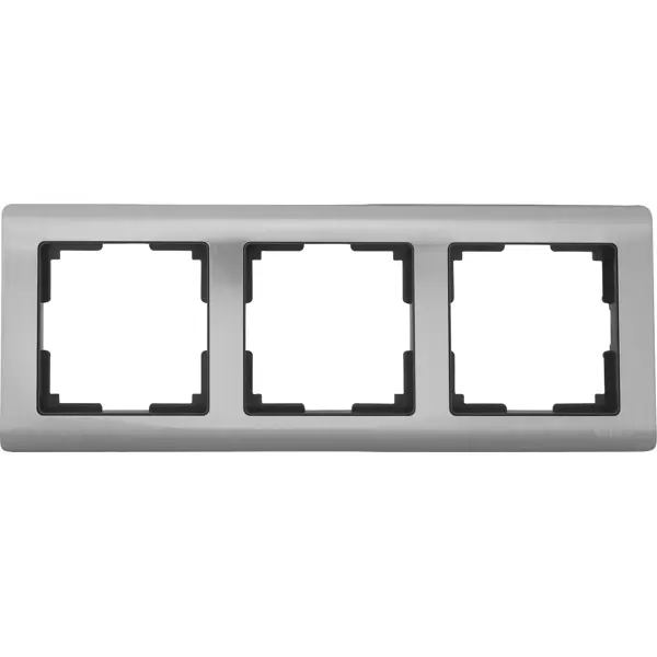 Рамка для розеток и выключателей Werkel Metallic 3 поста металл цвет глянцевый никель рамка для розеток и выключателей werkel aluminium 2 поста металл алюминий