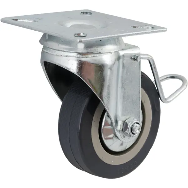 Колесо поворотное с тормозом 3007A 65 мм максимальная нагрузка 30 кг цвет серый колесо для тележки поворотное standers с тормозом для твёрдого пола 100 мм нагрузка до 100 кг чёрный