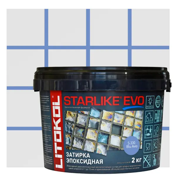 Затирка эпоксидная Litokol Starlike Evo S.330 цвет небесно-синий 2 кг эпоксидный состав для укладки мозаики litokol