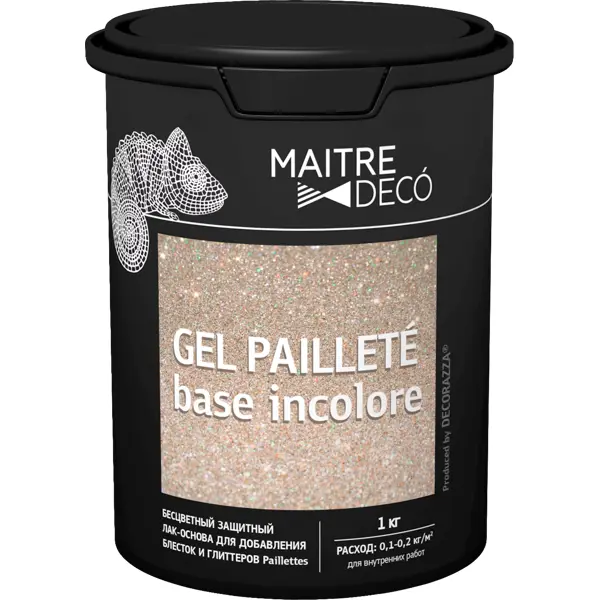 Лак-основа Maitre Deco «Gel Paillete Base Incolore» бесцветный 1 кг розетка asd inhome bolleto оу 1 местная 16а земля пластиковая основа белый 7028