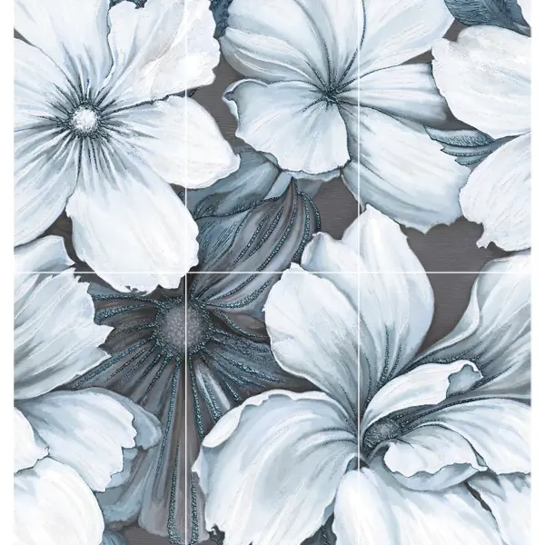 фото Панно настенное azori devore floris 94.5x126 см 1.19 м² цвет серый