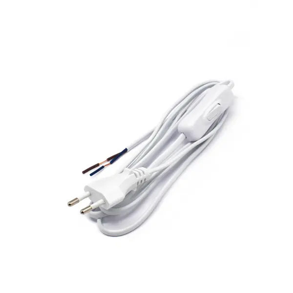 Шнур с выключателем Oxion 1.8 м цвет белый шнур с выключателем 2 м 220 в