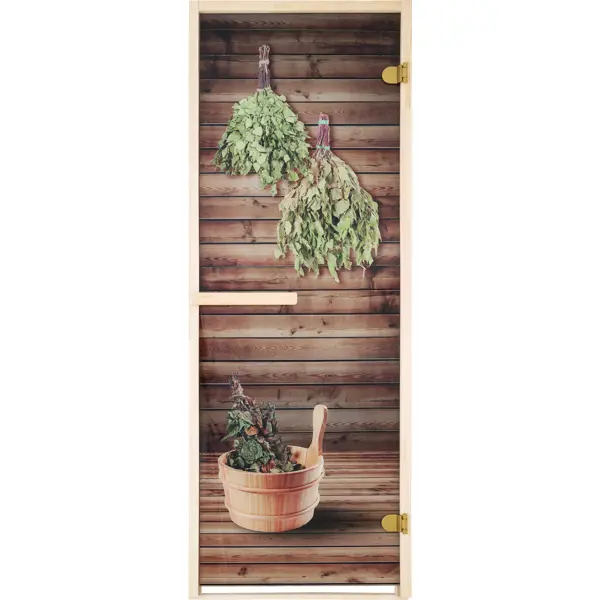 фото Дверь для сауны веники, 69х189 см, цвет бронза без бренда