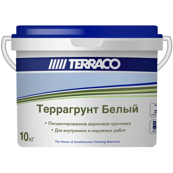 Грунтовка для внутренних и наружных работ Terraco Террагрунт белый 10 кг грунтовка для бетона terraco