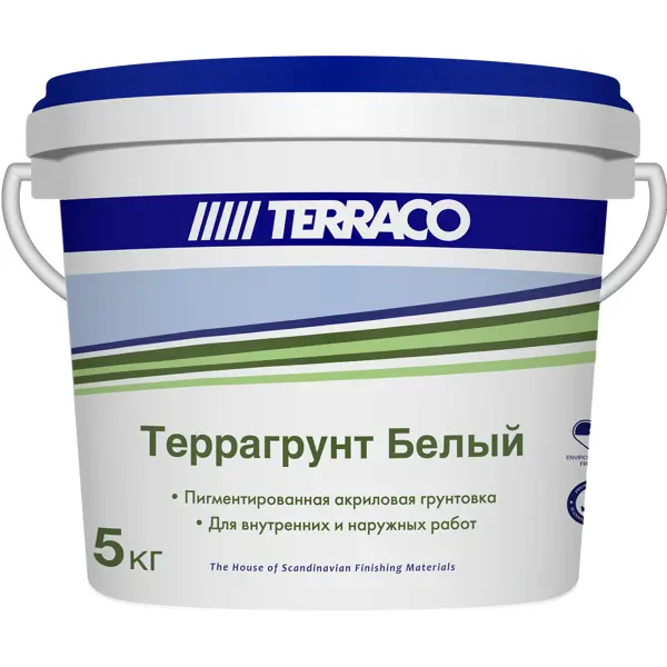 Грунтовка для внутренних и наружных работ Terraco Террагрунт белый 5 кг эмаль ореол для внутренних и наружных работ акриловая глянцевая красная 0 9 кг