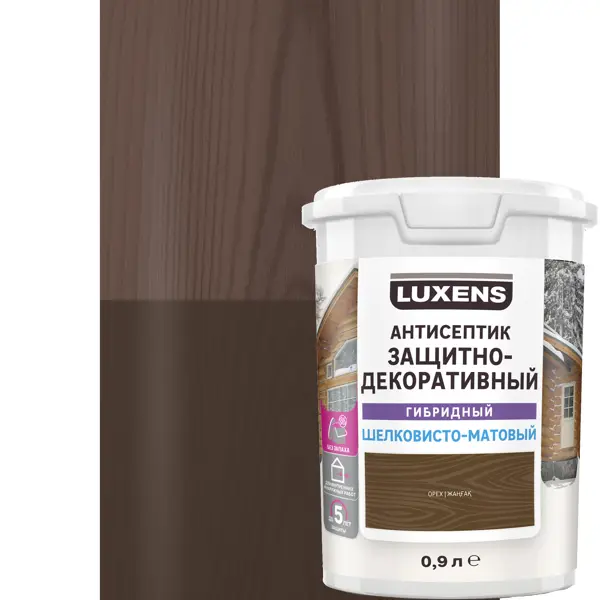Антисептик Luxens гибридный цвет орех 0.9л лак паркетный luxens полуматовый орех 0 75 л