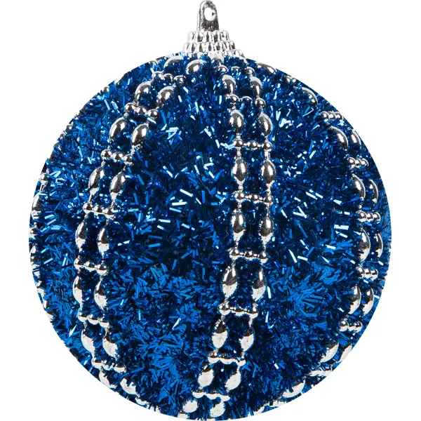 Шар ёлочный с бусами 8 см цвет синий шар ёлочный снегири в зимнем лесу