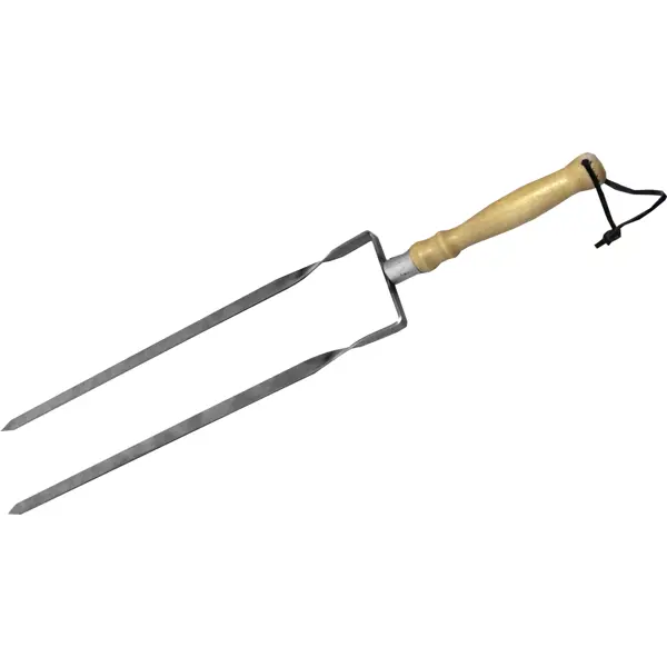 Шампур двойной 65 см, с деревянной ручкой шампур металлический firewood плоский с деревянной ручкой
