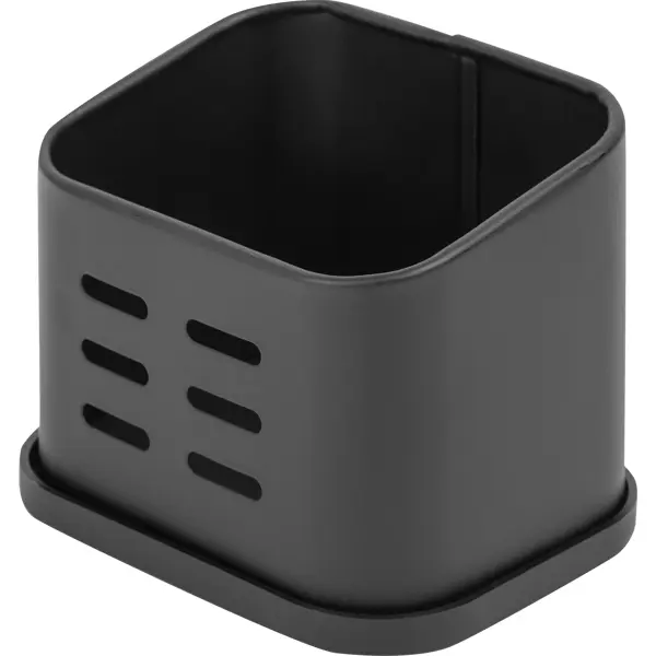 Подставка для губки Delinia 11.5x8.5x8.5 см сталь цвет чёрный контейнер для хранения delinia id 10x30x6 7 см пластик чёрный