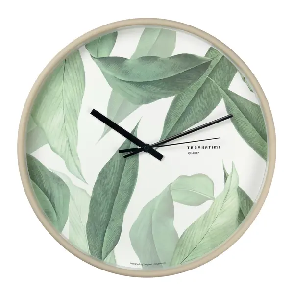 Часы настенные Troykatime «Зелёные листья» ø30 см ножницы когтерезы с упором для пальца отверстие 6 мм зелёные с белым