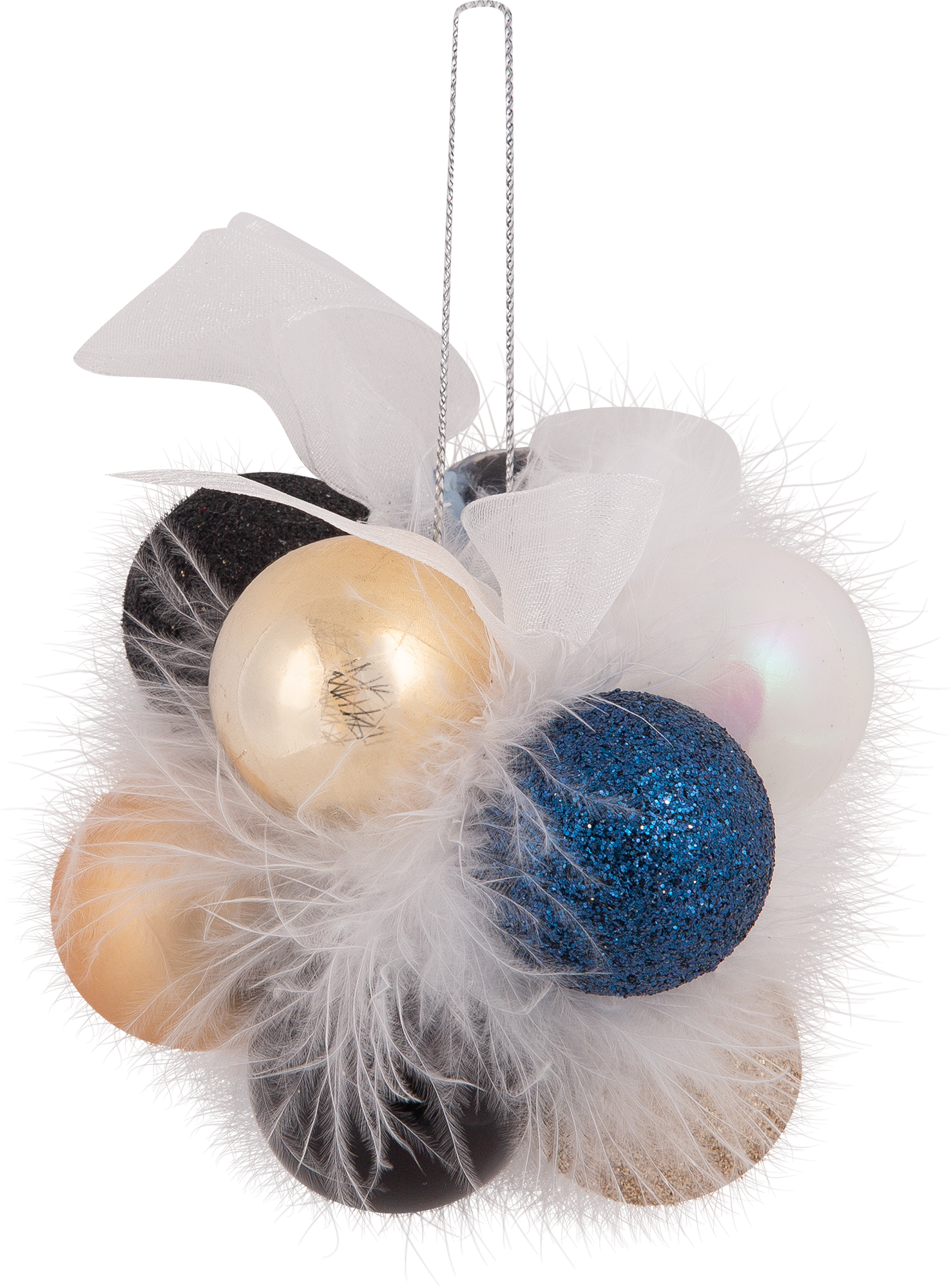 Подвесное украшение новогоднее Гроздь из шаров 2 см в ассортименте (дизайн по наличию)