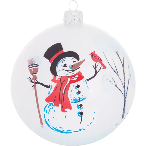 Шар ёлочный «Снеговик и снегирь» фигурка декоративная снеговик 44 5 см подвесная sygzwwa 37230089