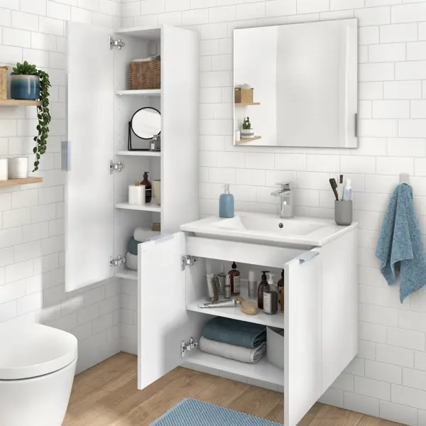 Пенал для ванной Sensea Essential цвет белый в Москве – купить по низкой цене в интернет-магазине Леруа Мерлен
