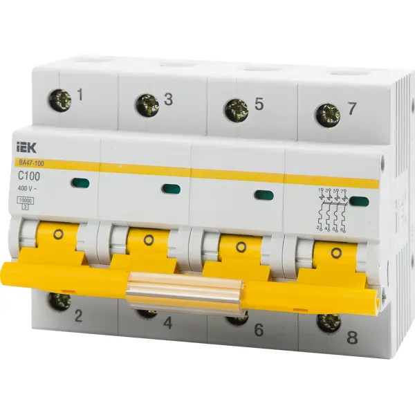 Автоматический выключатель IEK ВА47-100 4P N C100 А 10 кА выключатель автоматический iek ва47 29 1п 63 а 4 5 ка характеристика с mva20 1 063 c 374253