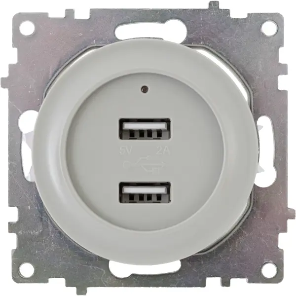 Розетка Onekeyelectro USB двойная встраиваемая с подсветкой цвет серый розетка двойная встраиваемая эра 12 2106 03 с заземлением серый