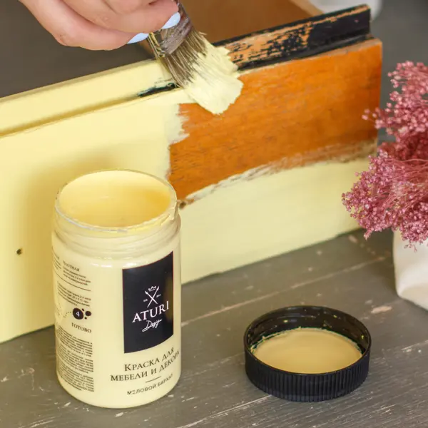 фото Краска для мебели меловая aturi цвет английский желтый 400 г aturi design